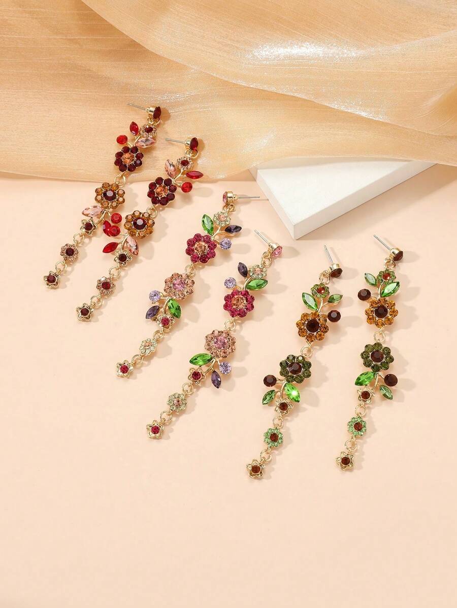 1 par de aretes elegantes y de lujo con diseño de flor de cristal de roca, adecuados como regalo para esposa, novia, Día de San Valentín, Día de la Madre, cumpleaños, Navidad