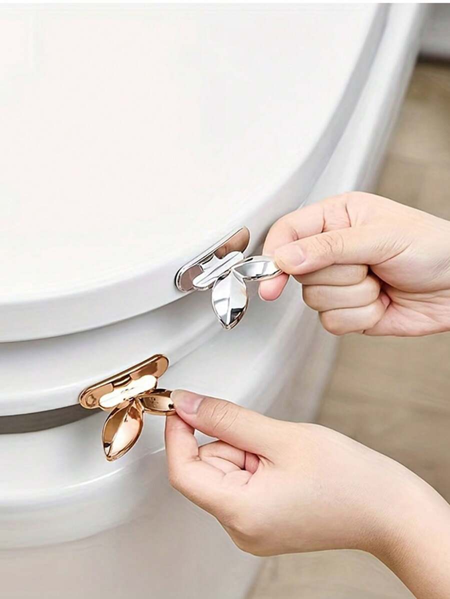 2pcs Cute Sprout Toilet Seat Lifting Handle, Leaf Shape Toilet Cover Pull, Keeps Hands Clean, Bathroom Drawer Pulls For Home Bathroom Accessories Bathroom Organizer Back To School