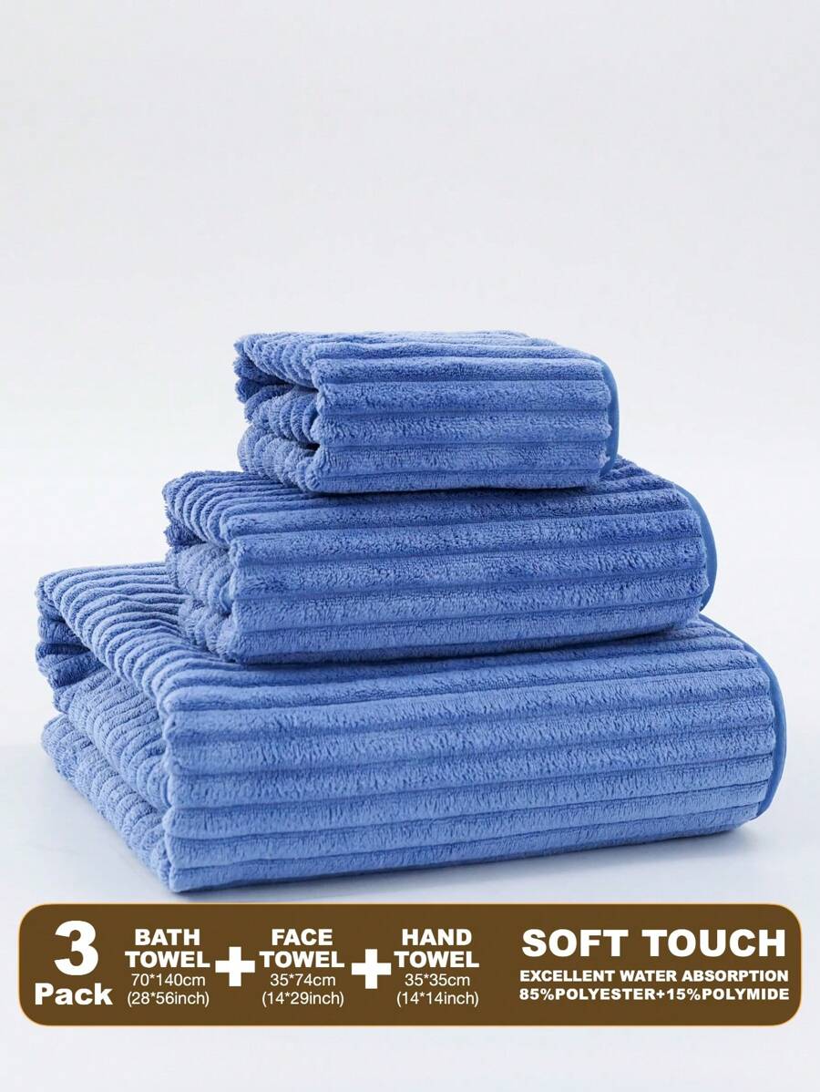 3er Set saugfähige Korallen-Handtücher: 1 Badetuch 70*140cm, 1 Handtuch 34*75cm, 1 Waschlappen 35*35cm, weich & hautfreundlich für Badezimmer, Zuhause, Rückkehr zur Schule, für Schönheitssalon, Badezimmer Zuhause