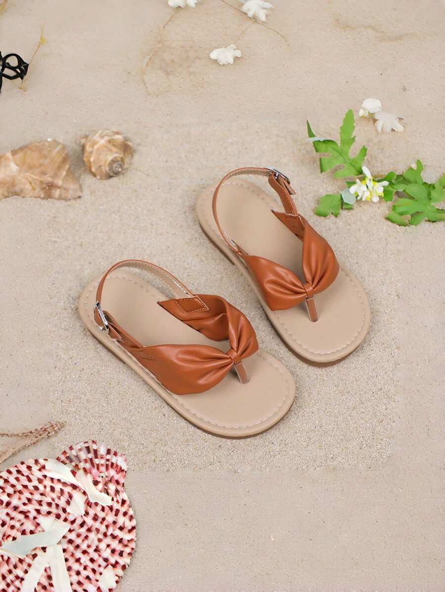 1 Pair Girls' Fashion Non-Slip Summer Slides, Comfortable Children Flat Sandals