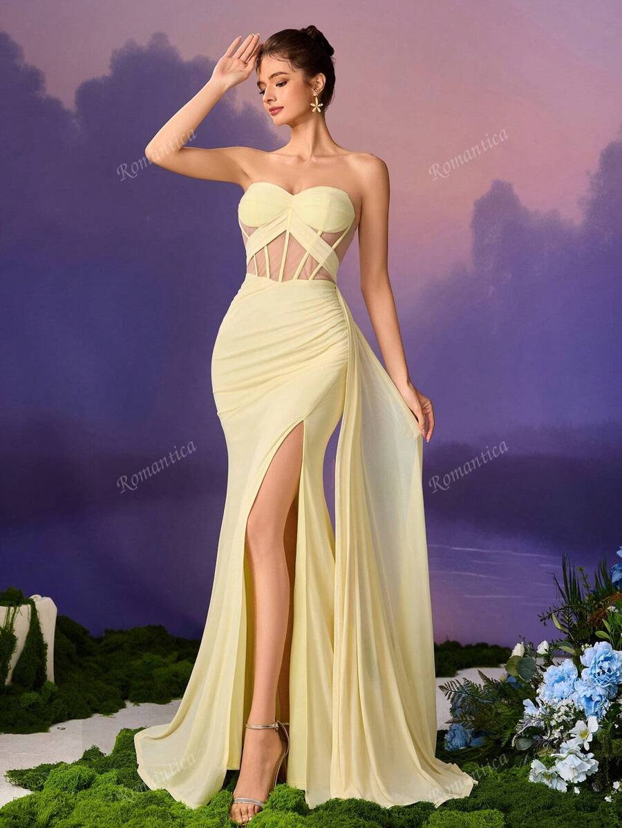 Romantica Elegant Women's Romantic Ruffle Dress, Flounce Hem Ladies Summer Dress, Women's Formal Evening Gown