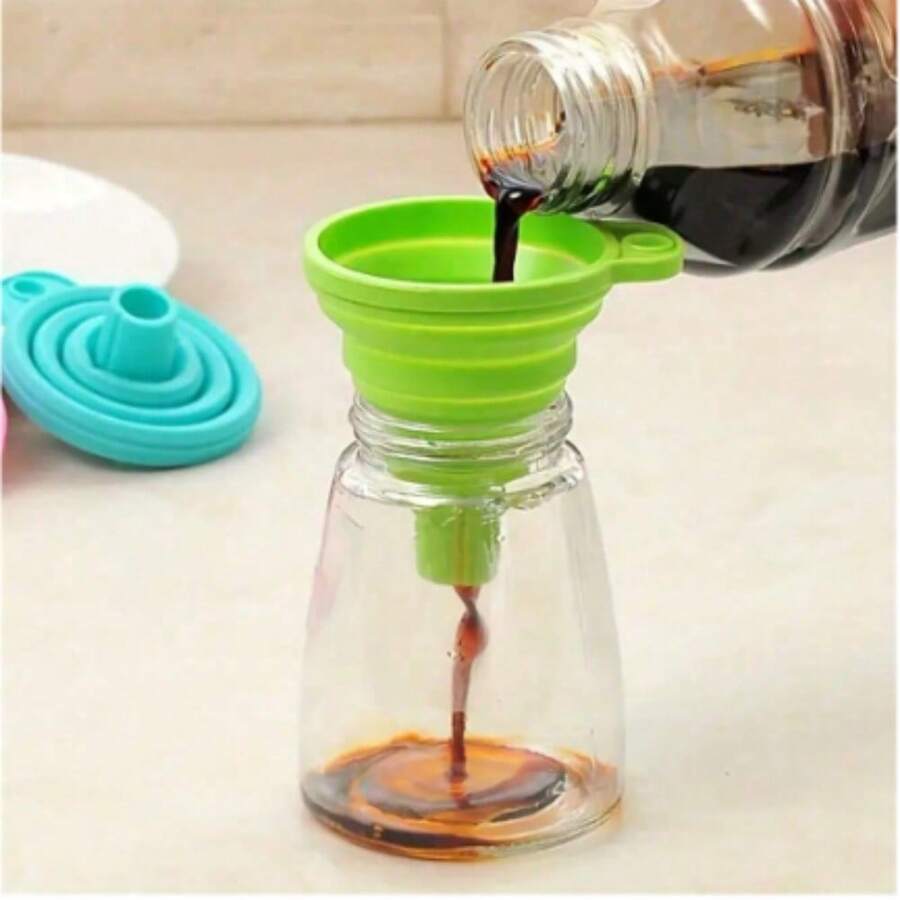 Set de 3 embudos plegables de colores aleatorios, embudo para alimentos, embudo de cocina plegable, embudo ancho para enlatados, embudo para botellas (Disponible en paquetes individuales y múltiples, verifique el producto que compra antes de realizar la compra)