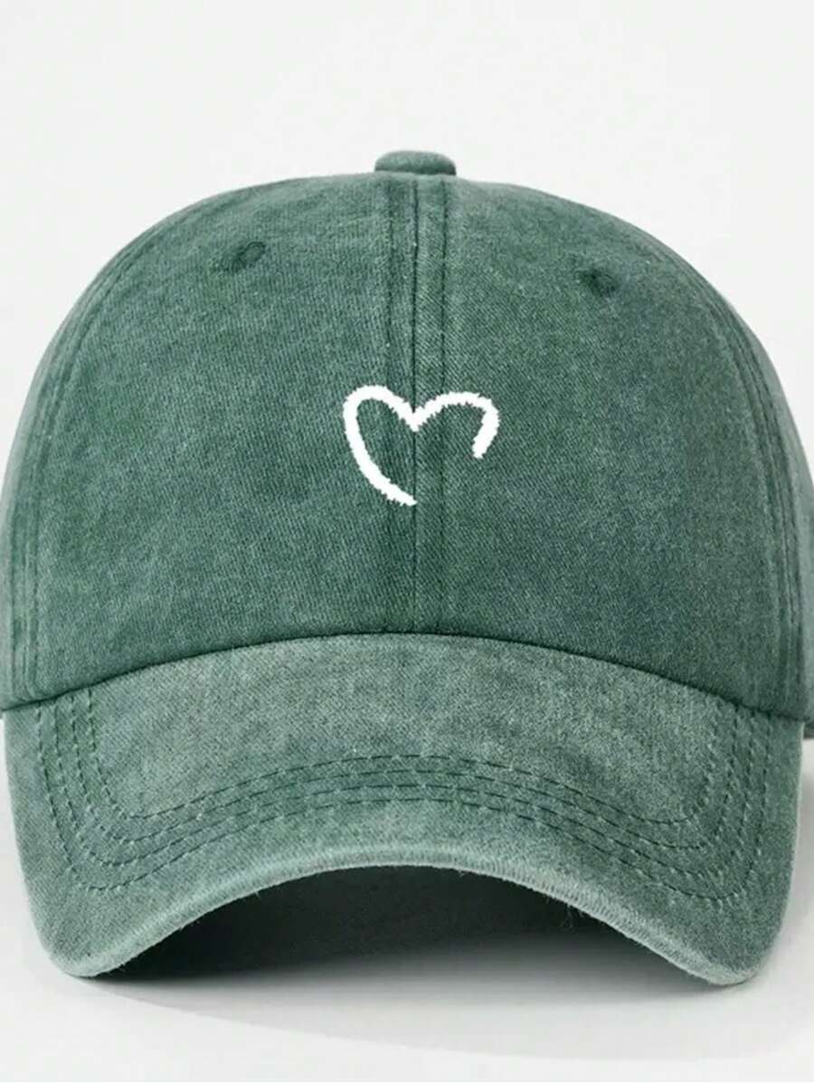 Gorra de béisbol minimalista con diseño de medio corazón, protección solar para exteriores