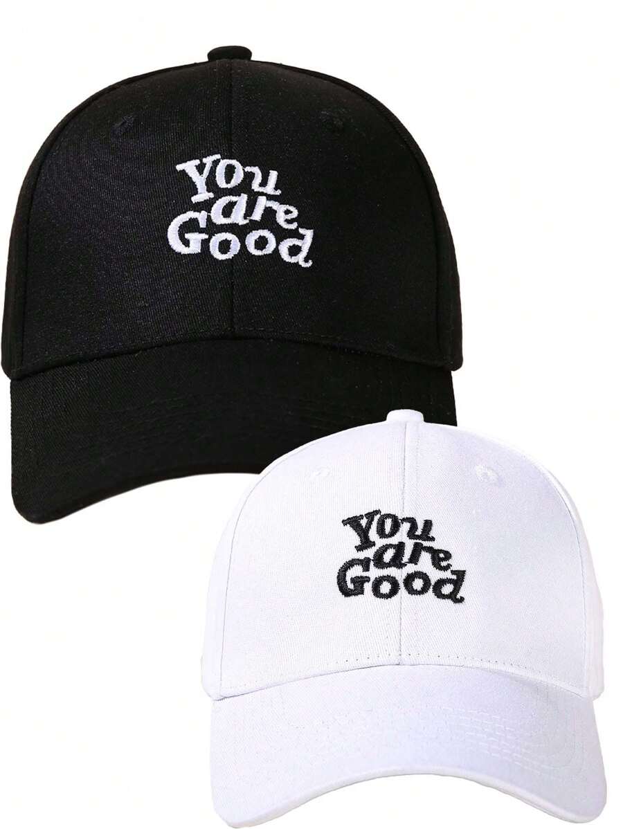 Gorra de béisbol negra y blanca de uso diario bordada con "Eres bueno"