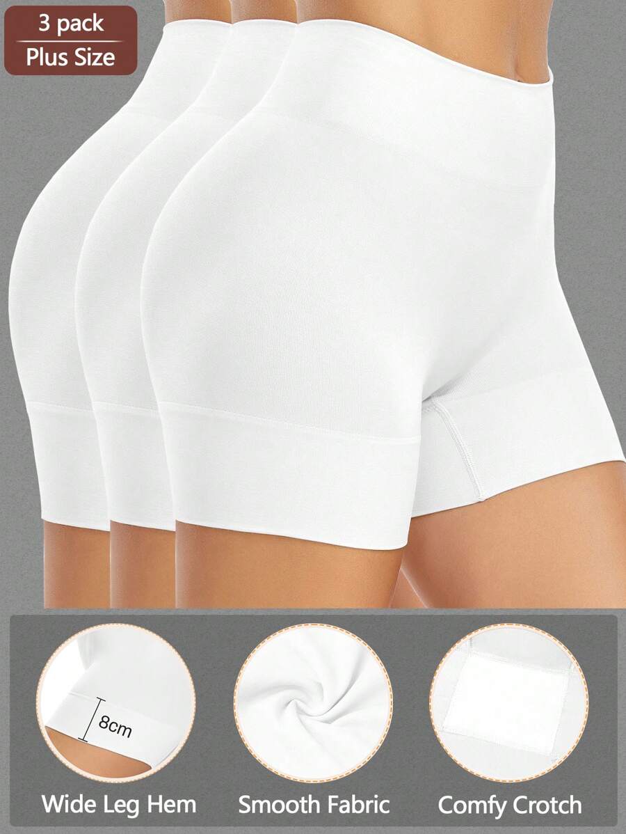 Set de 3 shorts de ciclismo sin costuras para mujer de talla grande, calzoncillos tipo bóxer suaves y cómodos para deporte y yoga, shorts de seguridad