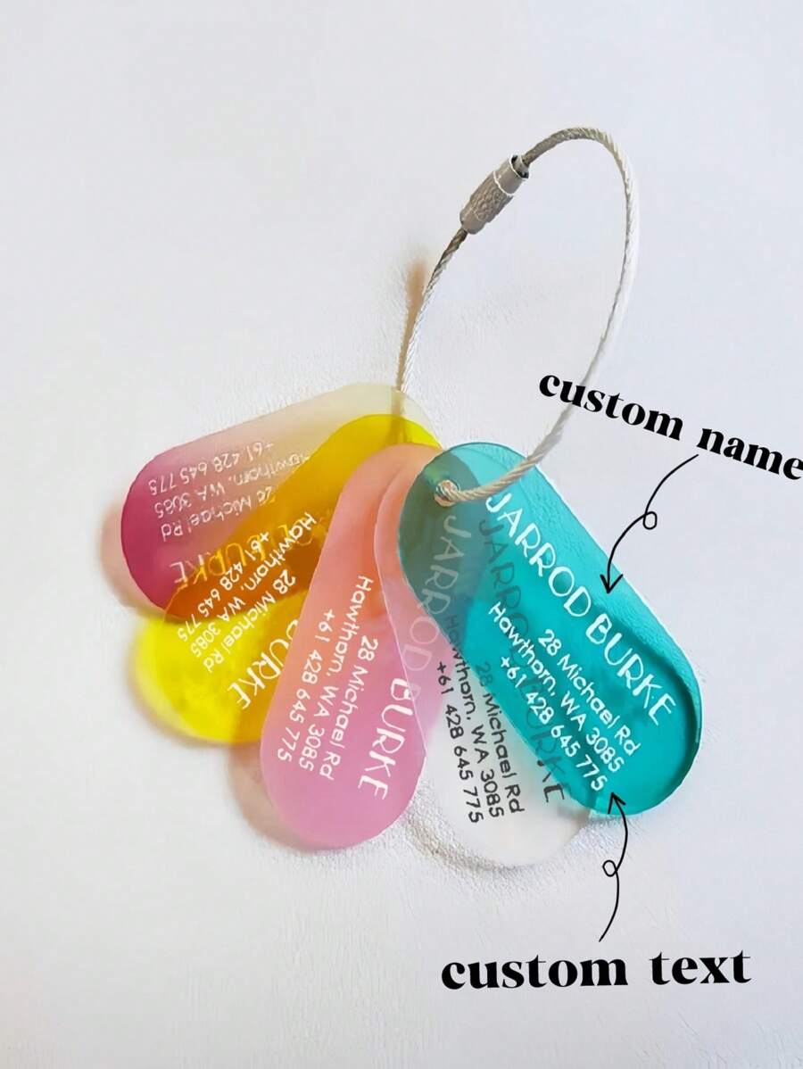 Personalized Acrylic Mini Luggage Tag, Customizable Engraved Travel Gift