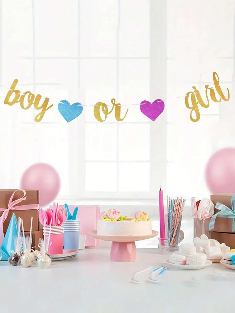 1 Stück Baby Geschlecht Enthüllungs Junge oder Mädchen Buchstabengirlande, vintage Kraftpapier Baby Shower Party Dekoration