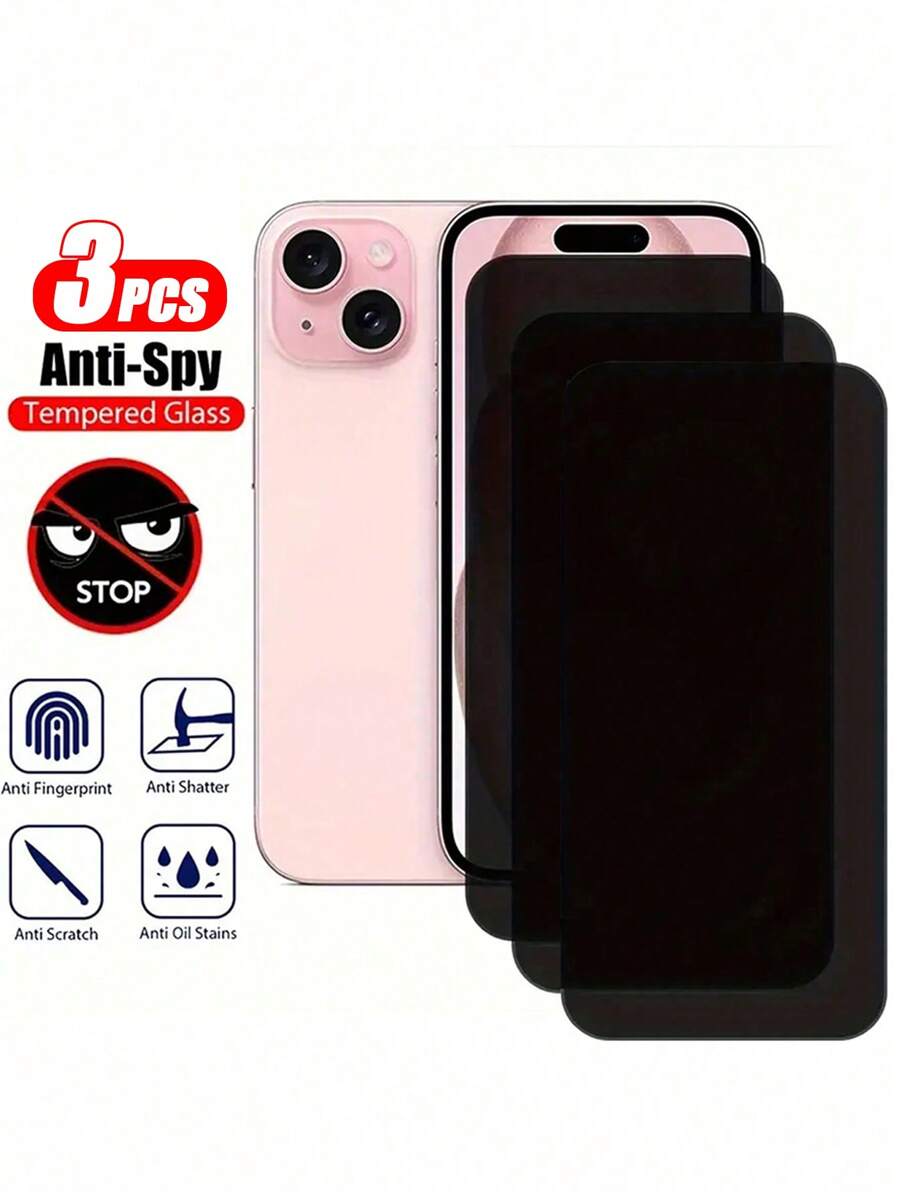 3 paquetes de protectores de pantalla de privacidad antiespia compatibles con 16pro/16promax/16plus/16/15 Pro Max/15 Plus/15 Pro/15/14Pro Max/14 Plus/14 Pro/14/13 Pro Max/13 Pro/13/13/13mini/12 Pro Max/12 Pro/12/11 Pro Max/11 Pro/11/XSmax/XR/XS/XS/ 7/8/SE2/7p/8plus/6p/6splus, diseño amigable con la caja de vidrio templado 2.5D