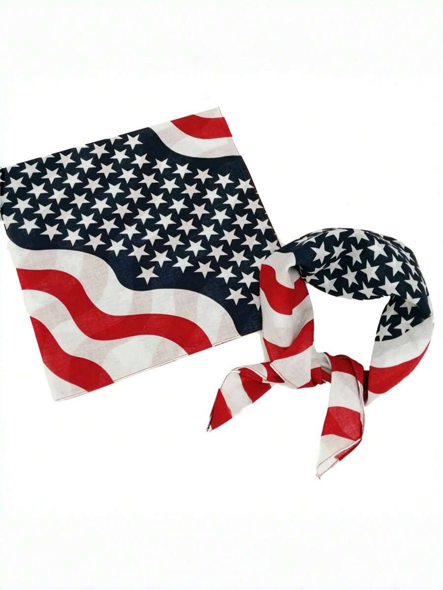 1 Stück Herren Lässig Bandana mit Amerikanischer Flagge Muster im Y2K Stil, geeignet für den Unabhängigkeitstag, Feiertage, tägliche Partys & Outfits