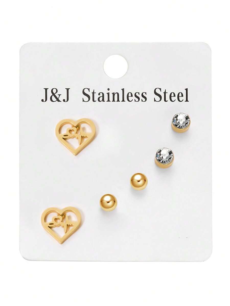 1 Pair Colorfast Infinite Symbol Animal Hollow Crystal Stud Earrings, Elegant Jewelry Set For Women
