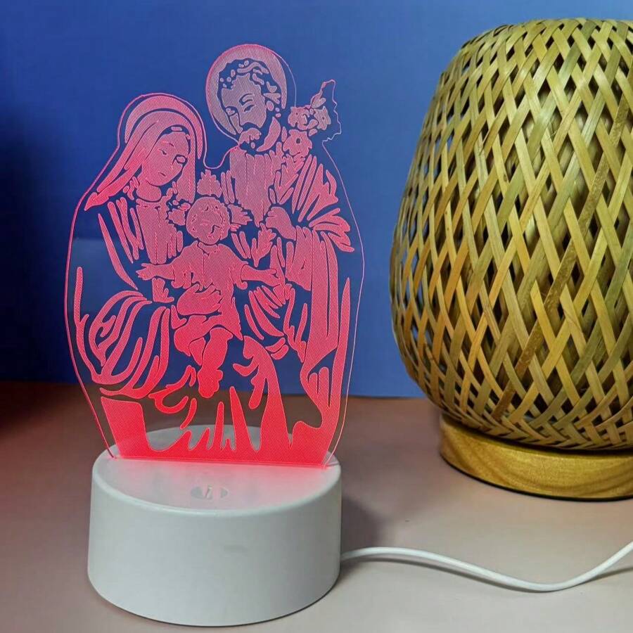 3D Acrylic 7-Color Touch Sensor Night Light, "Happy Family" Creative Gift, Home Decor, Holiday Gift, Bedside Lamp