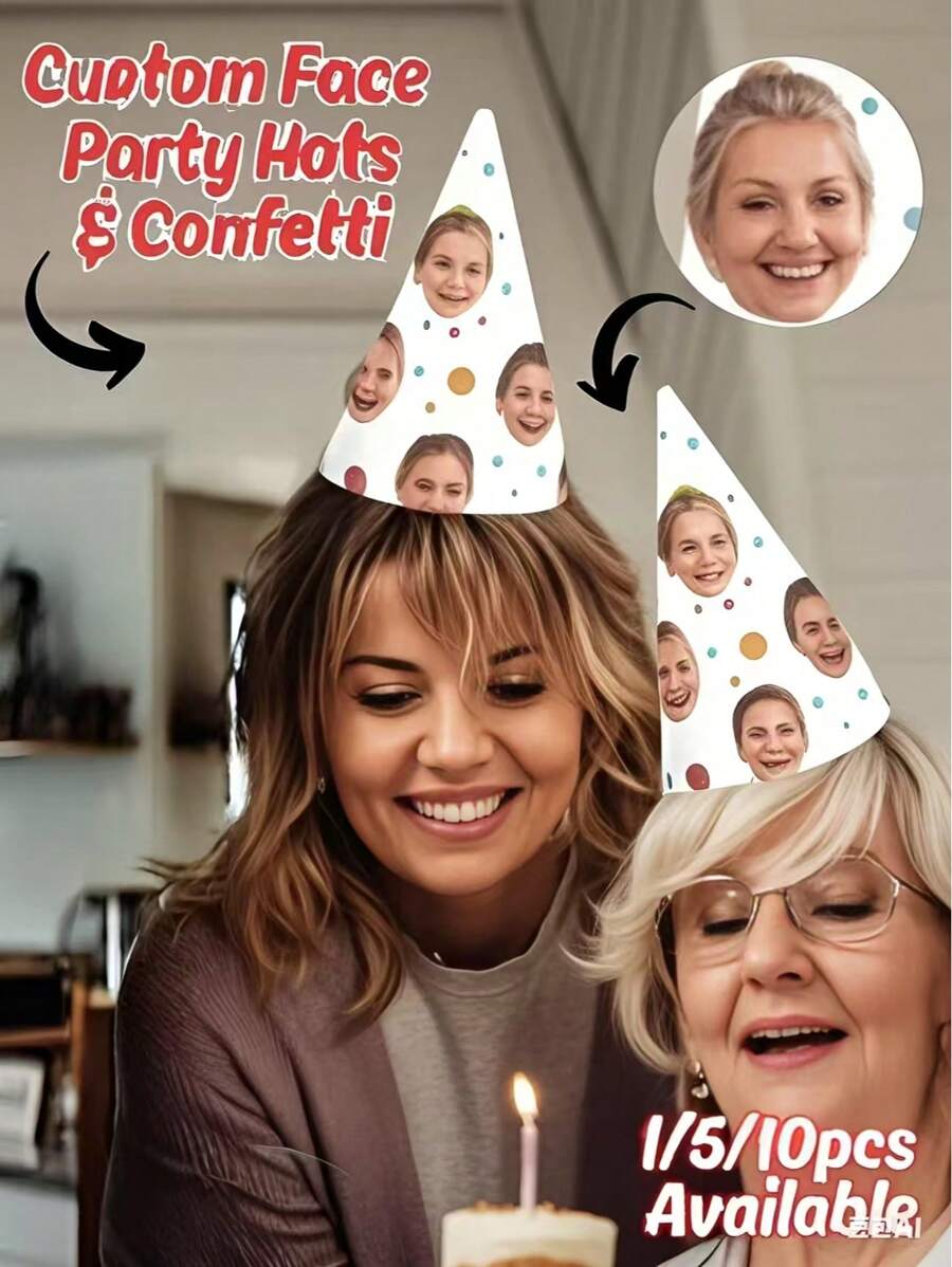 Personalised Photo Face Party Hats For 30th Birthday Party Decorations Paper Party Supplies Decor Custom Photos Caps 21st 25th 40th , Wedding Gifts, Wedding Accessories, BridemaidsGift, Christmas Gift, Christmas Decor, Thanksgiving Gift, New Year Gift, Party Decor