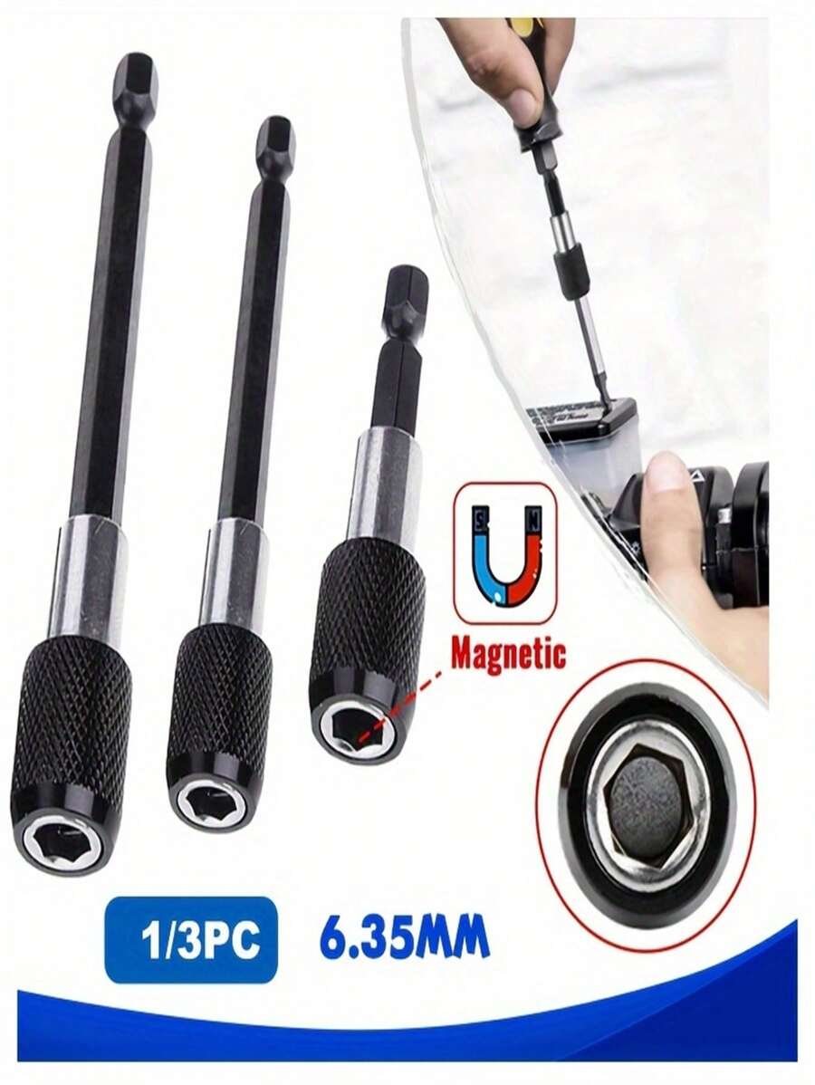 1 pezzo/3 pezzi porta-punte esagonali adattabili rapidi, adattatore portalampada magnetico esteso, adattatore prolunga punta trapano con asta esagonale da 1/4" per punte da avvitatore, portapunte per dadi