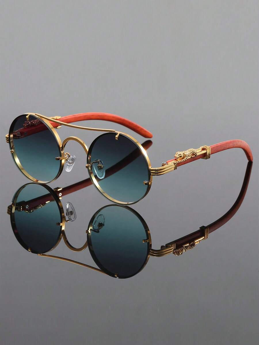 Gafas de moda vintage con estilo punk para hombres, gafas personalizadas de hipster con montura redonda y elementos de animales