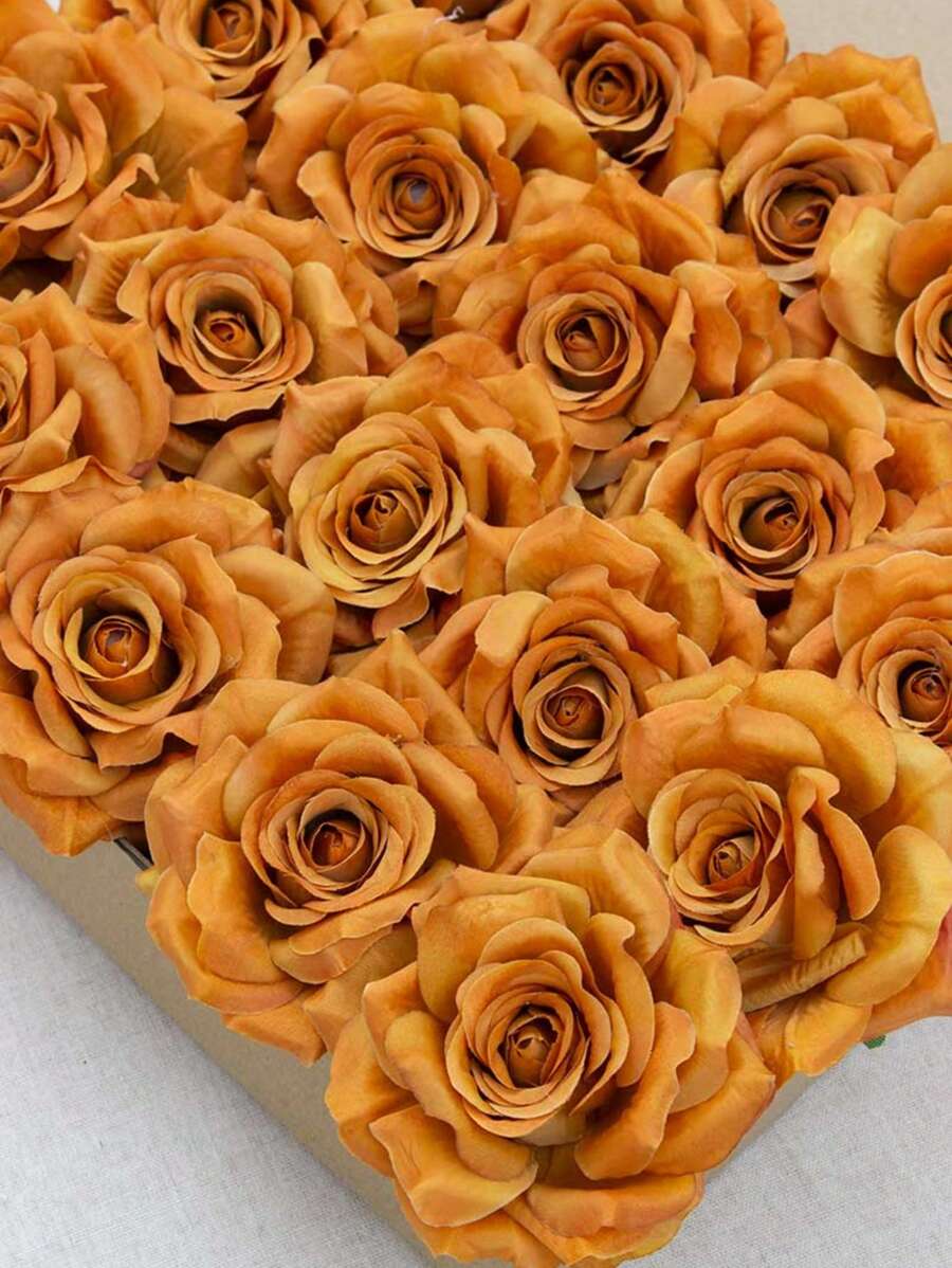 6 Stück künstliche orange Rosen für Hochzeit im Herbst, Party Dekorationen, Tortendekorationen mit Kunstpflanzen, Herbstdekorationen für Raum, Schreibtisch, Garten, Raumdekoration, Geburtstags- und Abschlussgeschenke, Herbstdekoration, Herbst