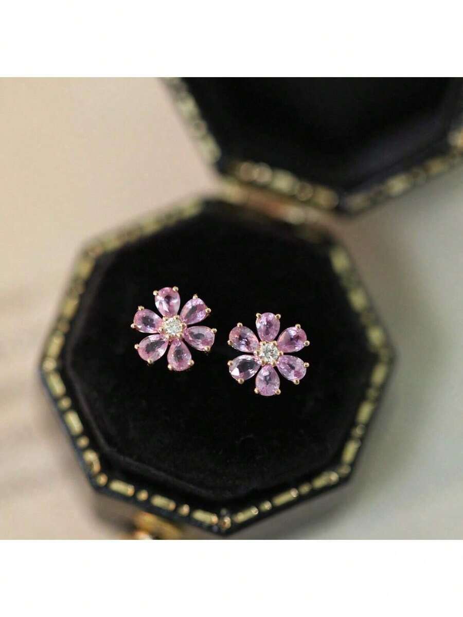 Brincos de prata esterlina 925 sólida com flor de sakura, versáteis, leves e elegantes para uso diário e no trabalho