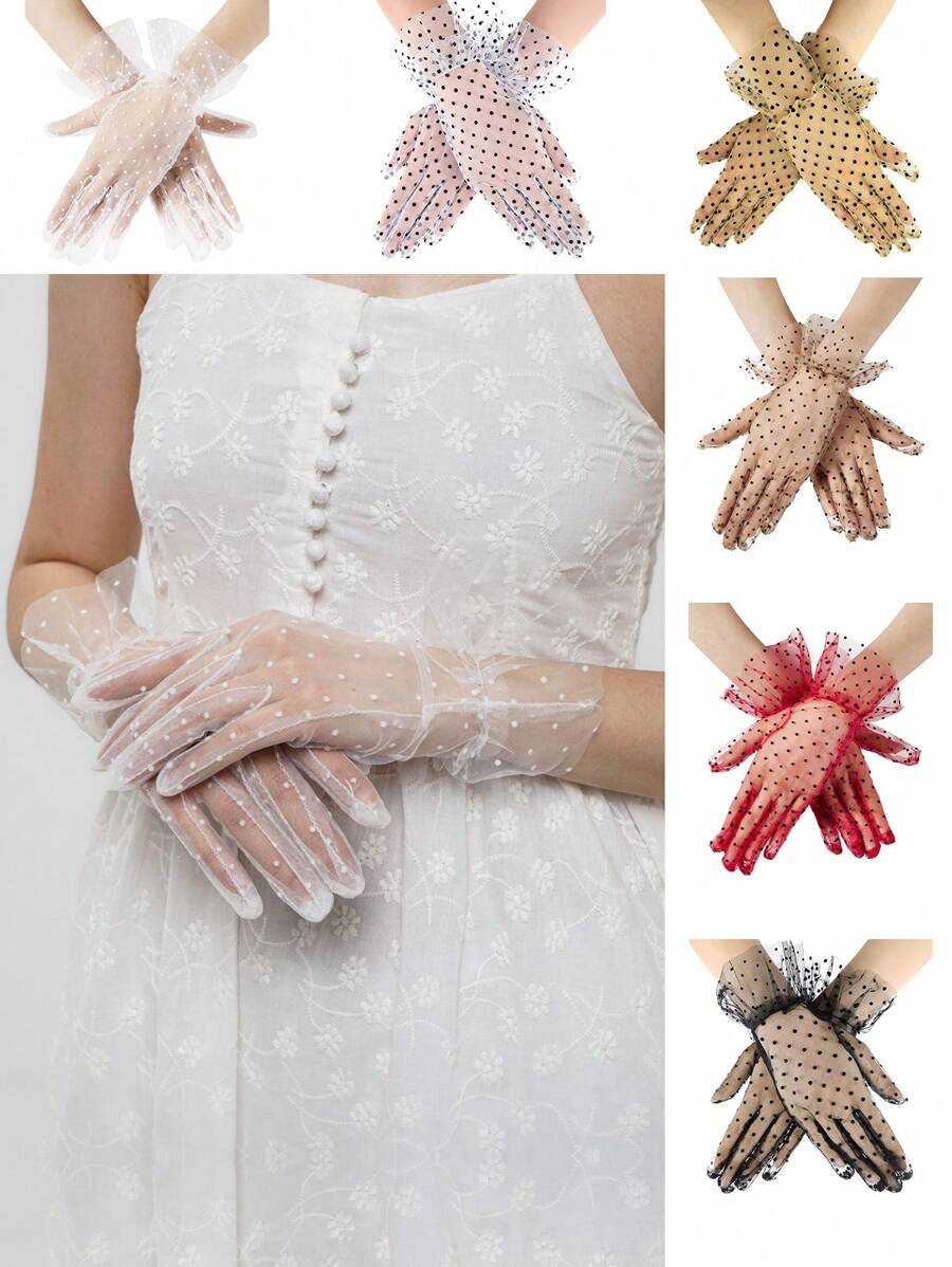 Conjunto de 3 piezas D EXCEED Elegante traje de fiesta de té estilo años 50 vintage para mujer con guantes de encaje y accesorios de perlas falsas | Atuendo para boda, fiesta de disfraces | Disfraz de Halloween, regalo para baile de graduación para mujeres