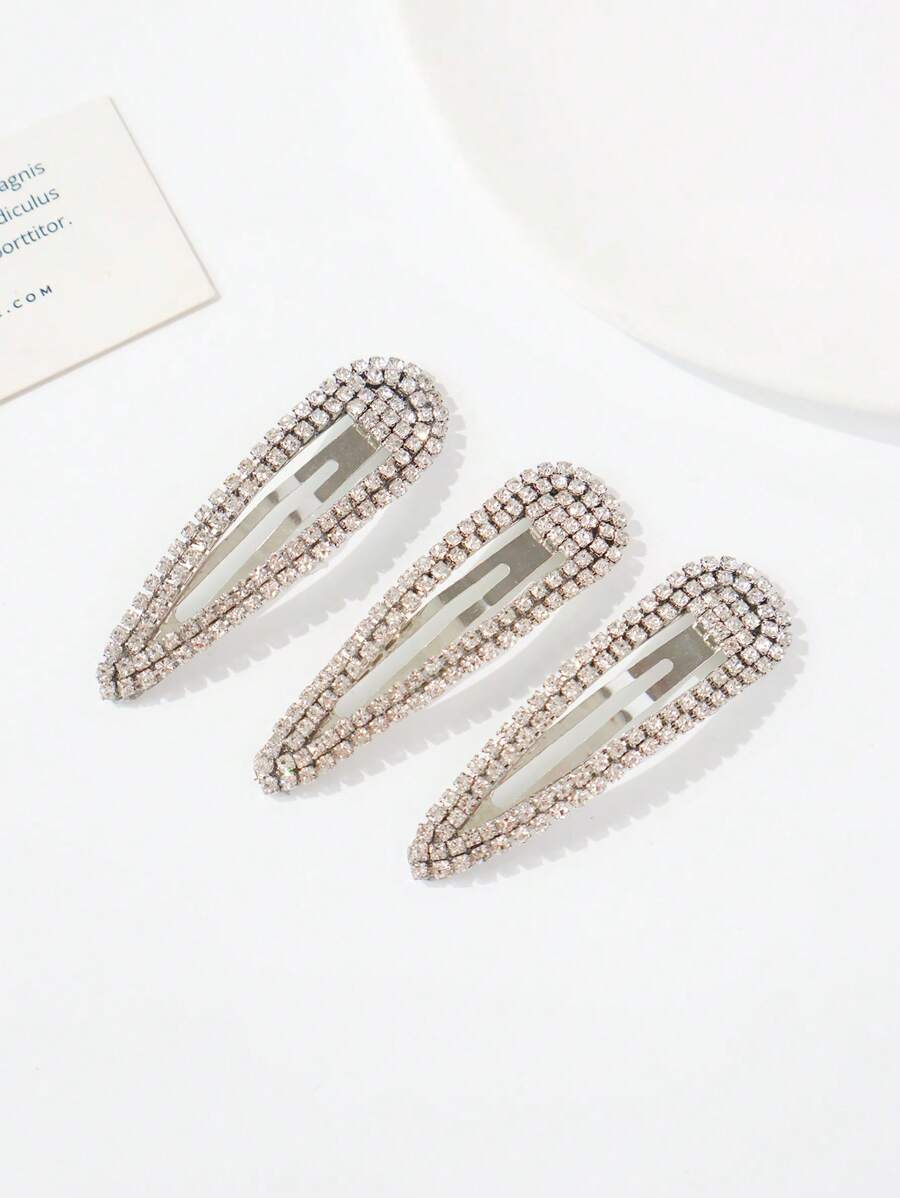 3 Stück Modische, elegante und vielseitige Haarklammern mit Diamantdekor für Damen, Seitenpony- und abstehende Haare Klemmklammern, Haarspangen