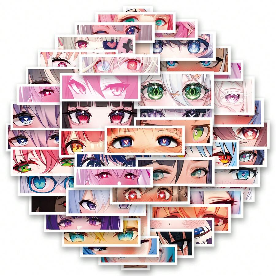 50PCS 2D EyesStickers Vinyl Aesthetics Stickers Scrapbooking, Diary, Bumper, Skateboard, Water Bottle, Cartoon, Hard Hat, Car Stickers And Decals, School Supplies,Back To School