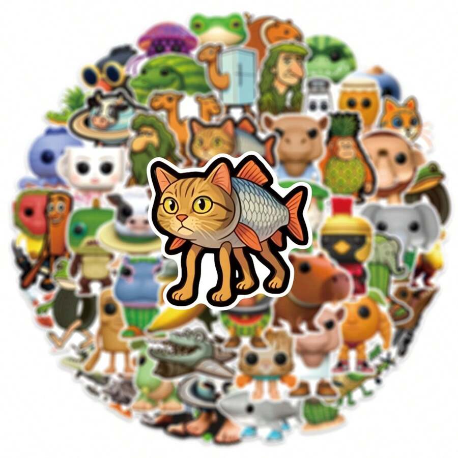 55 piezas de pegatinas de dibujos animados de Shan Hai Jing Tung Tung Tung Sahur, pegatinas decorativas para manualidades y scrapbooking para niños