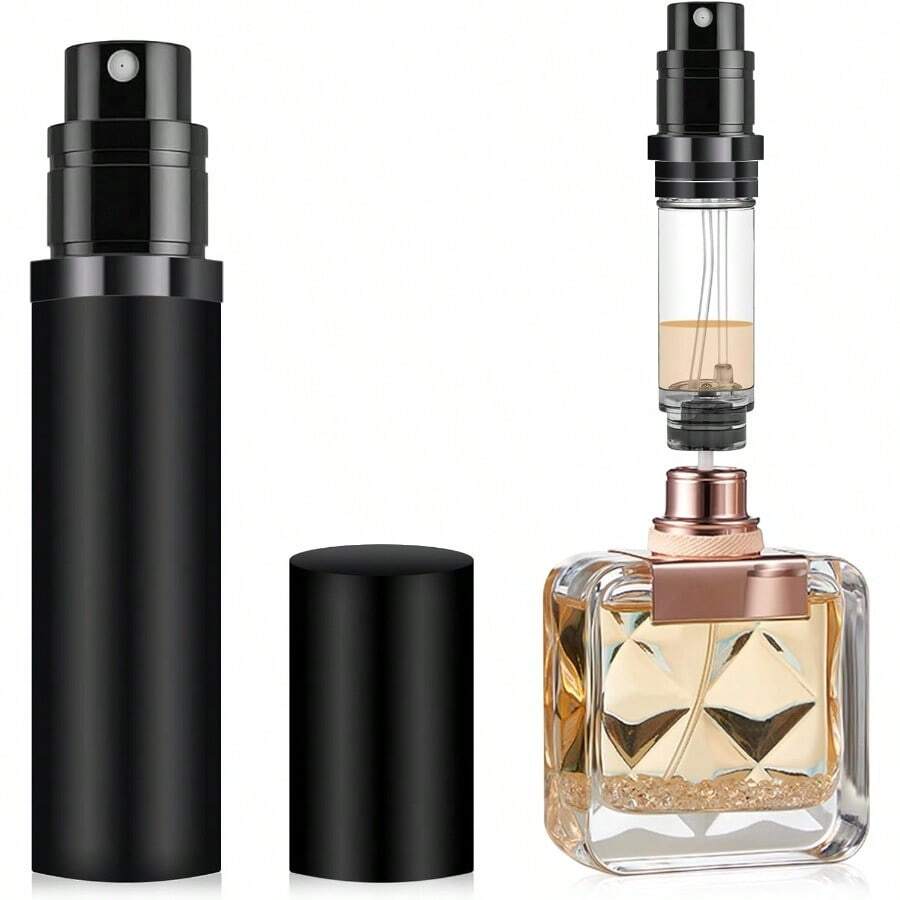 Dispensador recargable de perfume de 5ML, mini vaporizador portátil de colonia, frasco de spray de colonia de viaje vacío, color negro mate