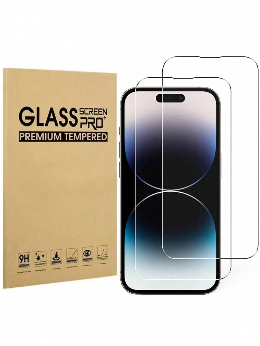 Protector de pantalla esencial para 16 promax 16 16 pro 16 plus 14 Pro Max de 6.7 pulgadas, cristal templado premium 9H+, resistente a los arañazos, tacto sensible HD claro, adecuado para fundas de teléfono, paquete de 2