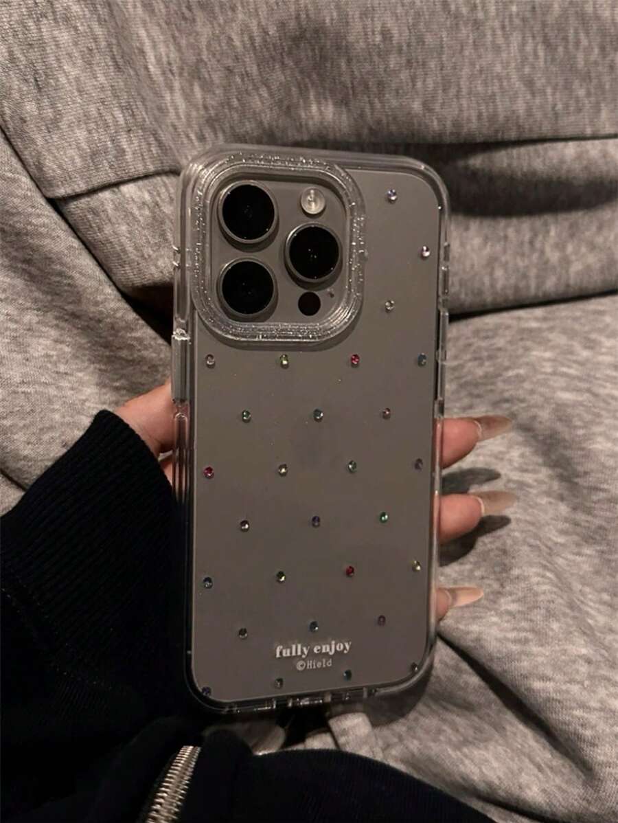 Funda de cristal con diamantes de colores de dopamina de lujo para 16 Pro Max, nueva versión de 15, funda protectora para 16, 13 nicho femenino 14 protección completa anti caídas 15 Pro carcasa transparente