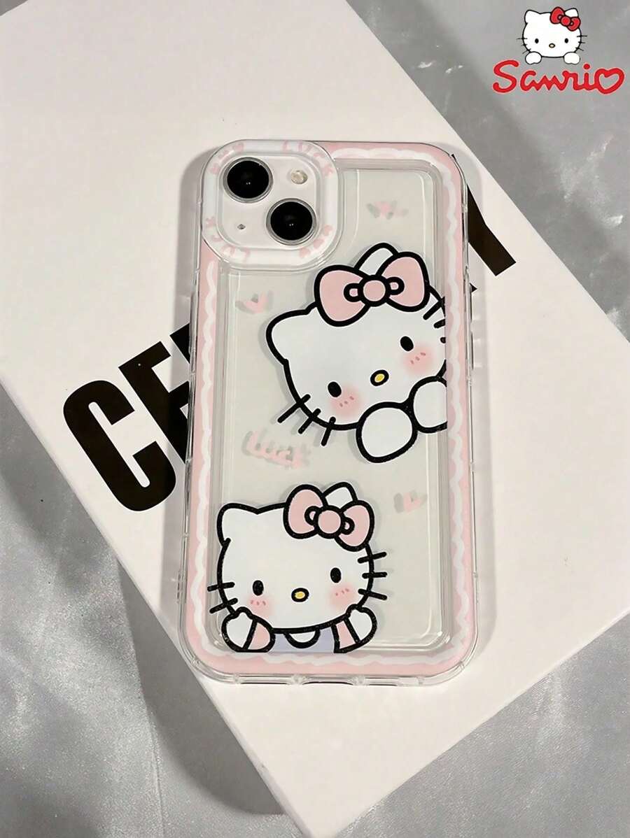 Sanrio Funda de iPhone estilo dulce y fresco de Hello Kitty compatible con iPhone 11 12 13 14 15 16 Pro/Pro Max/Plus, funda de teléfono móvil de material TPU linda, elegante y exquisita, ligera y cómoda, adecuada para senderismo, actividad física, ocio, campamento al aire libre y fiesta de natación escolar, regalo ideal para amigos/familia