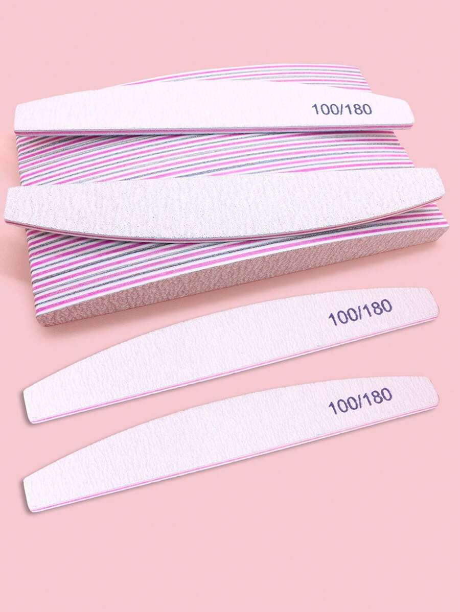 50 pezzi Lime per unghie a strisce di zebra, lime per rimodellare e lucidare le unghie 100/180 grit, lime per unghie a mezzaluna, non si usurano facilmente
