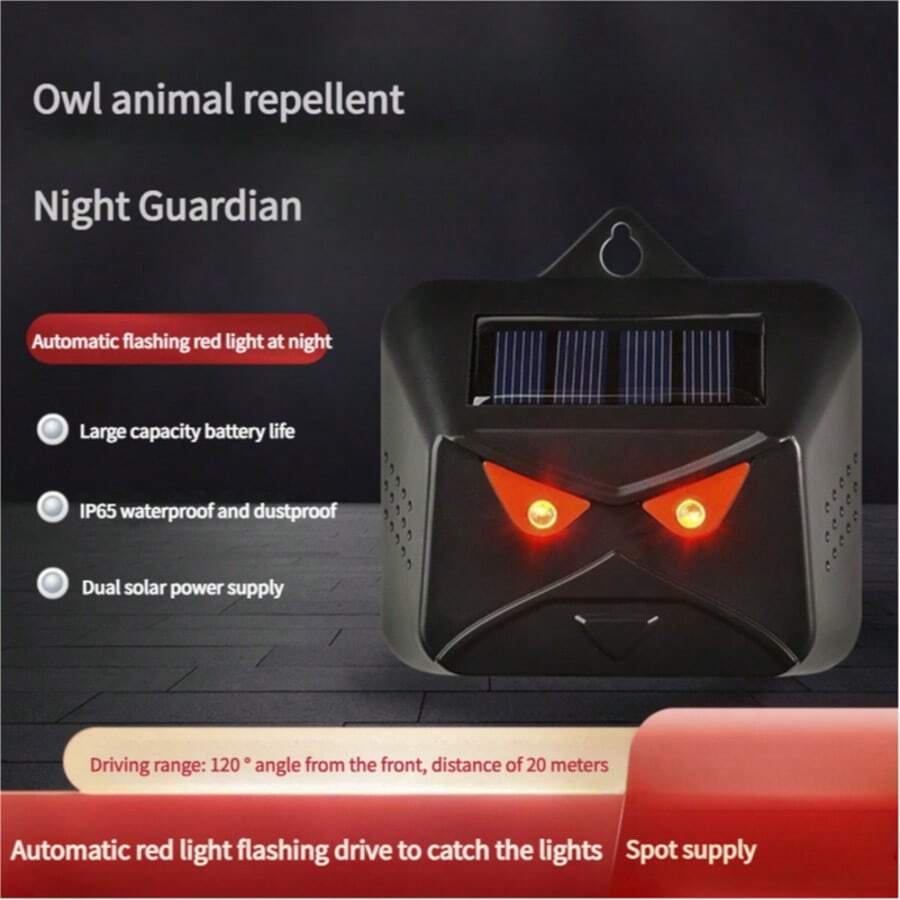 Repelente de animales con energía solar, luz roja intermitente, sensor de movimiento para ahuyentar jabalíes, repelente solar para exteriores para ahuyentar cerdos, conejos, lobos, osos, ciervos, mapaches