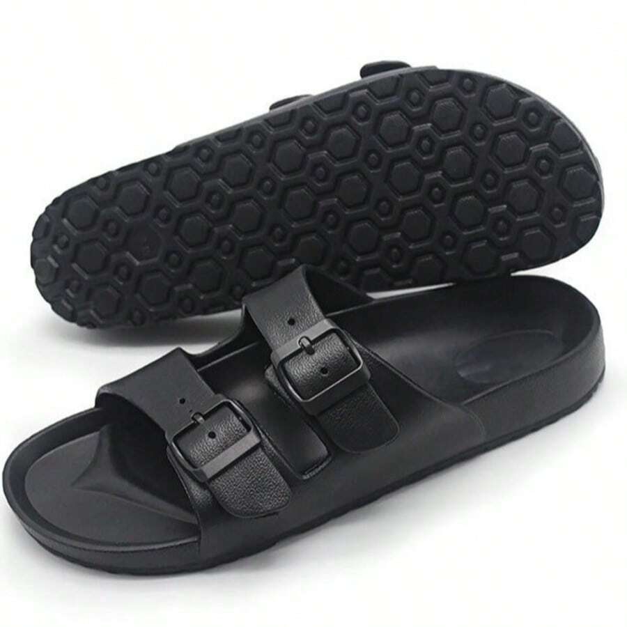 1 Paio di sandali casual da esterno in tinta unita, di taglia oversize, infradito aperte unisex per uso quotidiano, vacanze, estate
