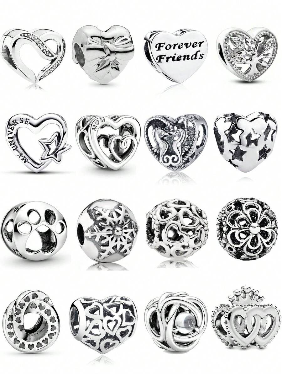 1Pc Valentine's Day Gift Love Series Love Bow Eternal Love Beads Charm For Snake Bracelet Necklace Key Chain Silver Pendant Beads Diy Jewelry Making Anniversary Christmas Gifts To Girl Lovers
