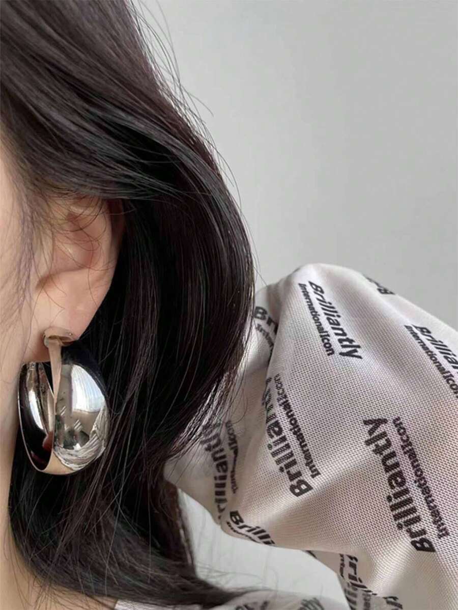 1 paire de boucles d'oreilles géométriques, boucles d'oreilles créoles en métal simple pour femmes, à porter au quotidien