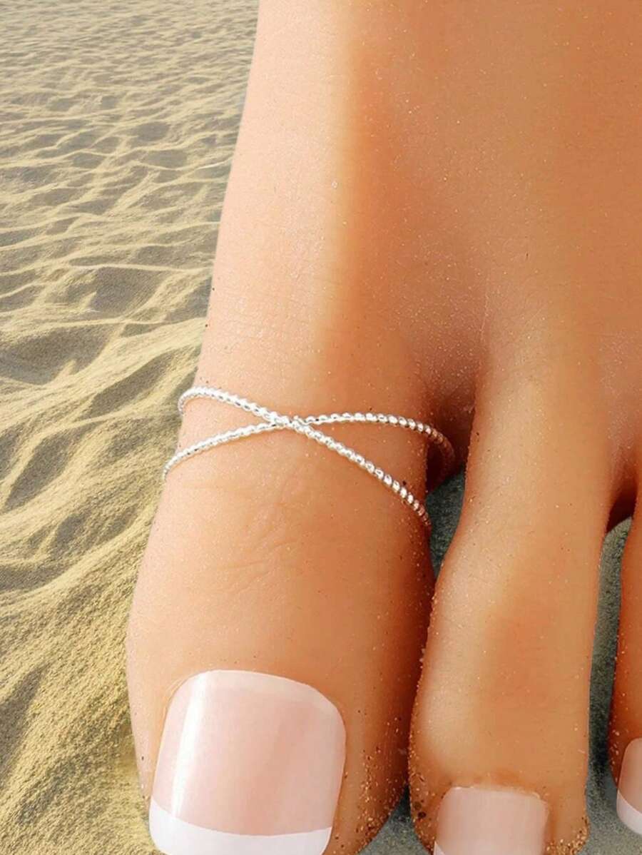 Anneau d'orteil minimaliste en ligne croisée S925, bijou de pied géométrique, cadeau pour l'amant, les amis ou la petite amie, convient pour le port quotidien, les voyages, les fêtes sur la plage, bijoux de luxe pour femmes