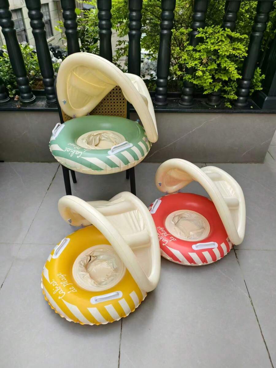 1 pieza Visera solar desmontable Flotador de natación para niños pequeños con rayas de colores y asa