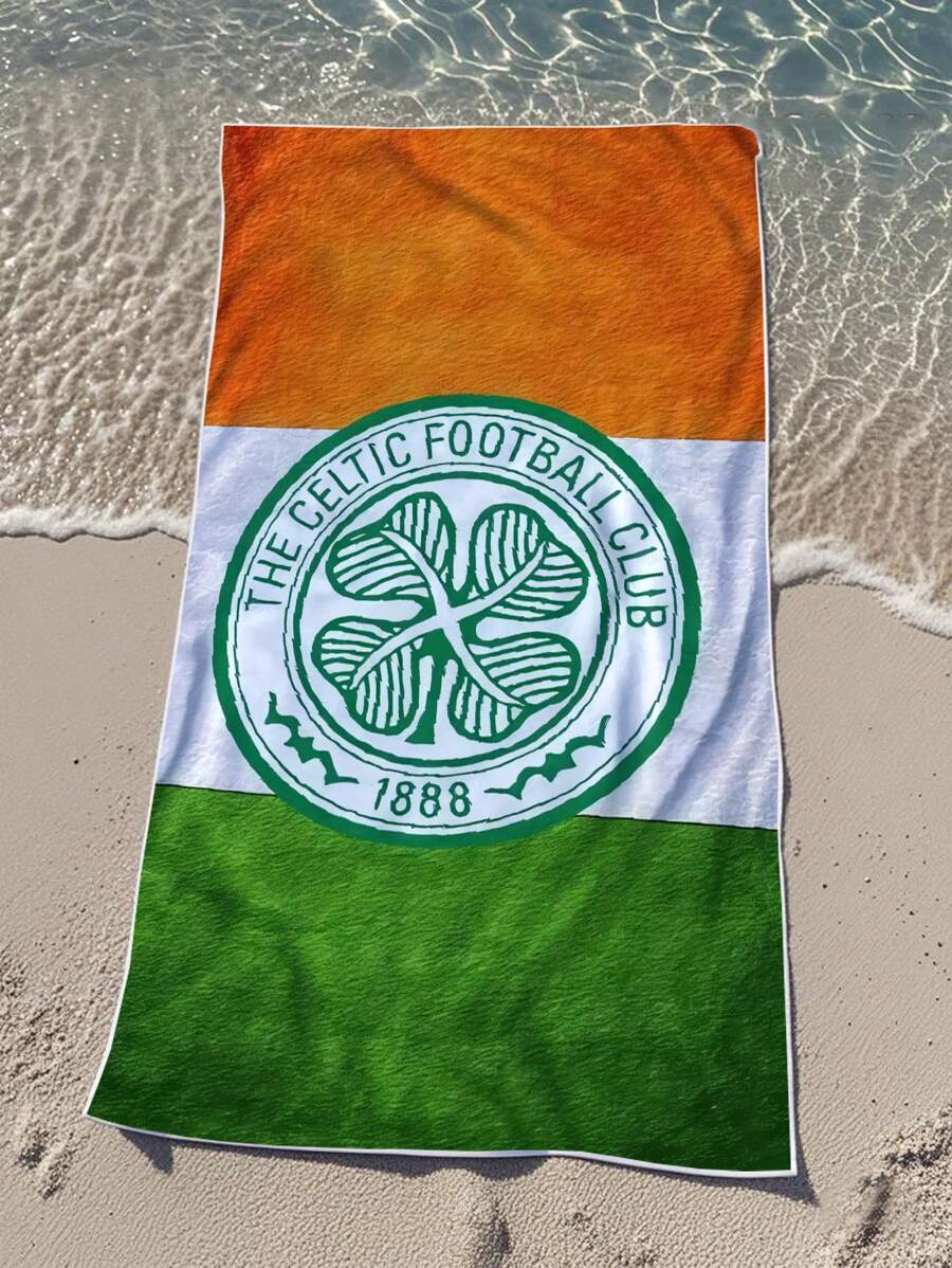 Fußballverein Celtic Beach Handtuch - Oversized irisches Trikolore Flaggen Design mit grünen Streifen & Emblem, schnelltrocknend sandresistent leichtes Polyester für Schwimmen, Camping, Reisen - perfekt für Fans, Schwimm-Accessoire | Moderner Stil | Sandresistentes Material, Strandaccessoires Strandnotwendigkeiten