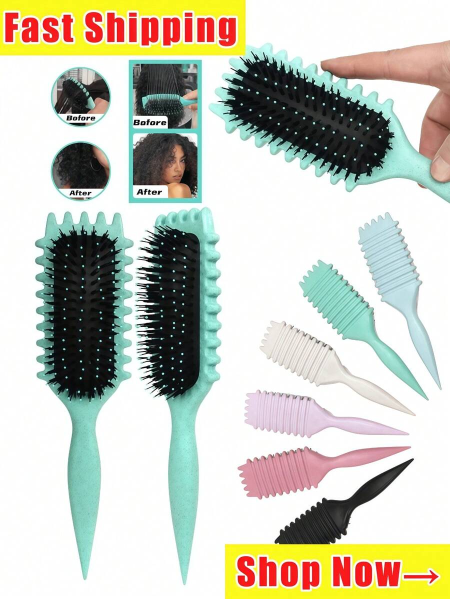 Curl Defining Brush New Curl Brush Premium Boar Bristle Curly Hair Brush For Perfectly Shaped And Defined Curls Detangling And Styling Hairbrush.Wear Resistant,ShiZhiYu Curl Defining Brush For Curly Hair, New Curly Hair Brush Styling Brush, For Women And Men To Reduce Pulling And Curl Separation,Purple.