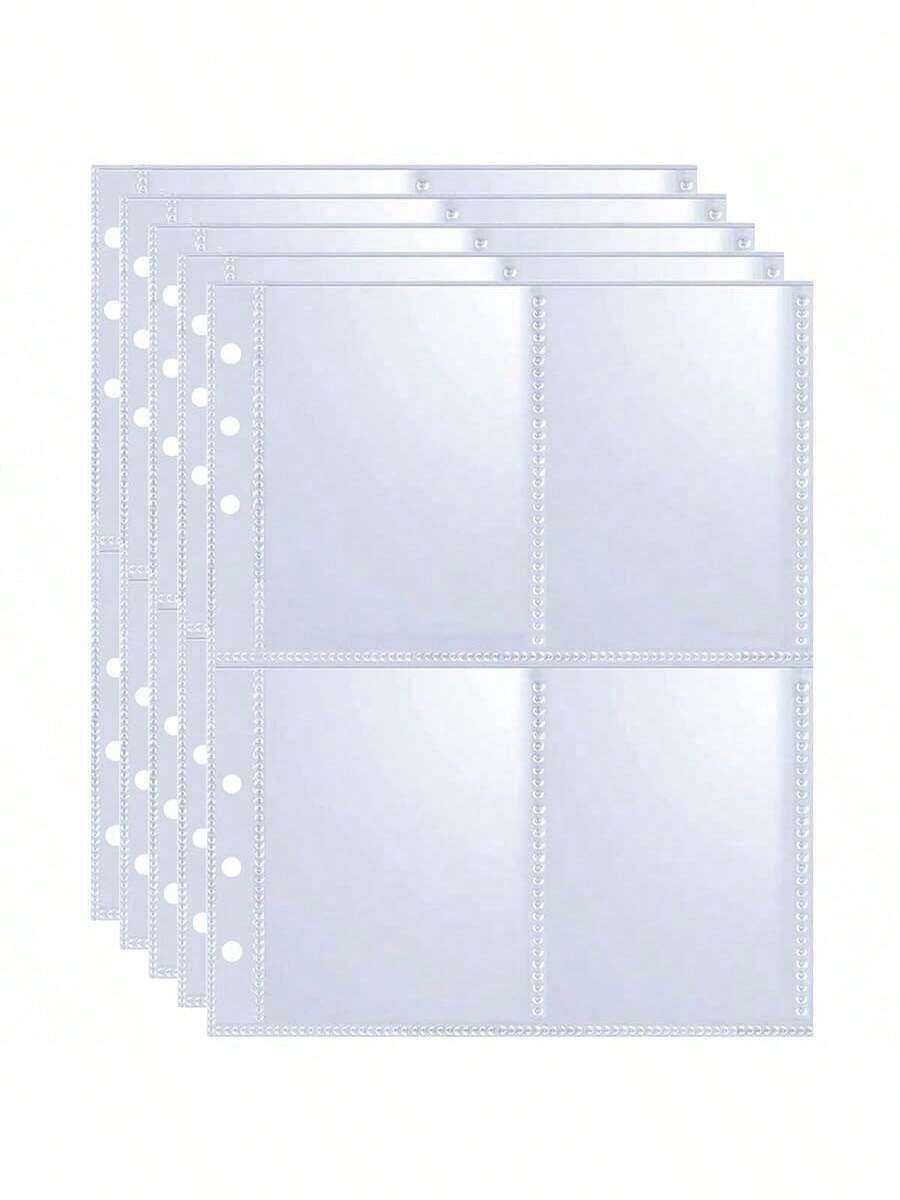 25 Packs 100 Pockets 6 Ring A5 Binder Sleeves, 2.5x3.5" Photocard Sleeves, Double-Sided 4 Pocket Page Protector, Ultra-Clear Trading Card Sleeve Sheets,Back To School,School Supplies