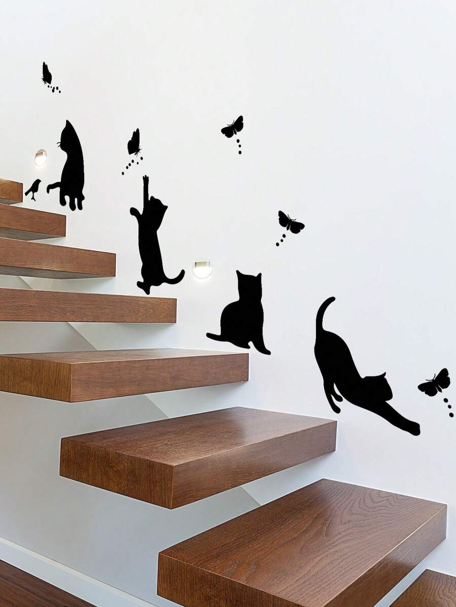 1pc Cat Pattern Wall Sticker, Stickers, Wall Decal, Vinyl Decal For Home Decorations, Spring Decoration Items Refresh Your Home, Festival Decoration Stickers Gifts Birthday Graduation