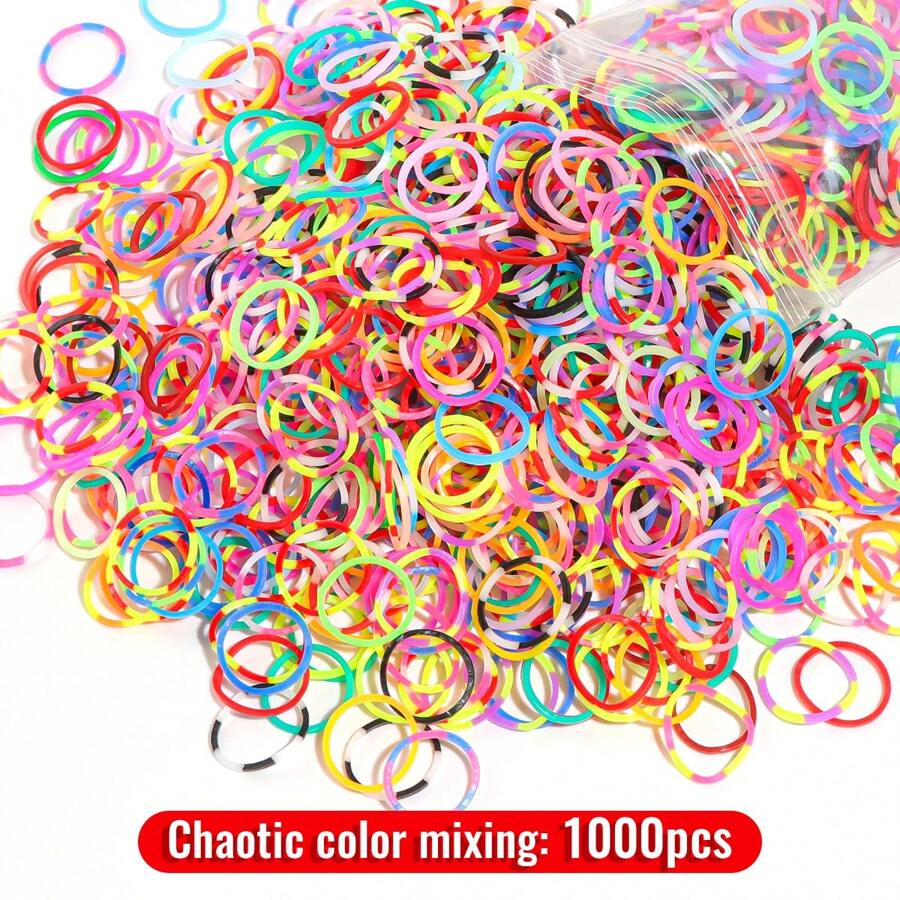 500pcs/1000pcs/1500pcs/7500pcs Assorted Colorful Elastic Hair Bands Set, Suitable For DIY Handmade Craft, Bohemian Style, Braiding Hair Bands DIY Creative Everyday And Holiday/Graduation Season Gift