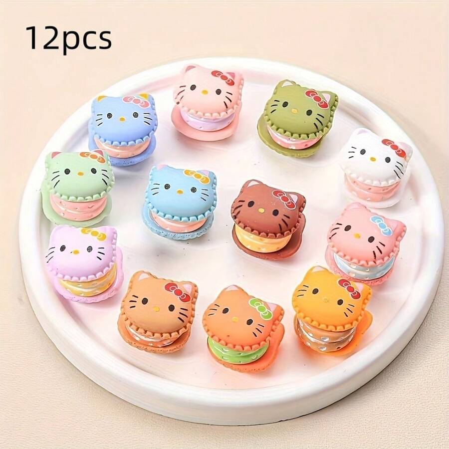 Sanrio Estuche sorpresa Sanrio - Colección de mini macarons de Hello Kitty, juguetes coleccionables adorables con accesorios DIY, apropiado para decorar estuches de teléfono, refrigeradores y habitaciones, agregando un toque encantador y lindo a tu hogar