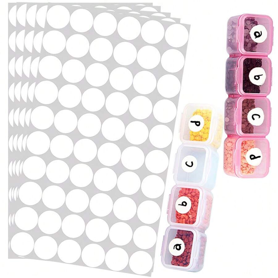 250/500/1000/2000 piezas Etiquetas autoadhesivas Herramientas de pintura de diamantes Pegatinas redondas Caja de almacenamiento de clasificación Accesorio