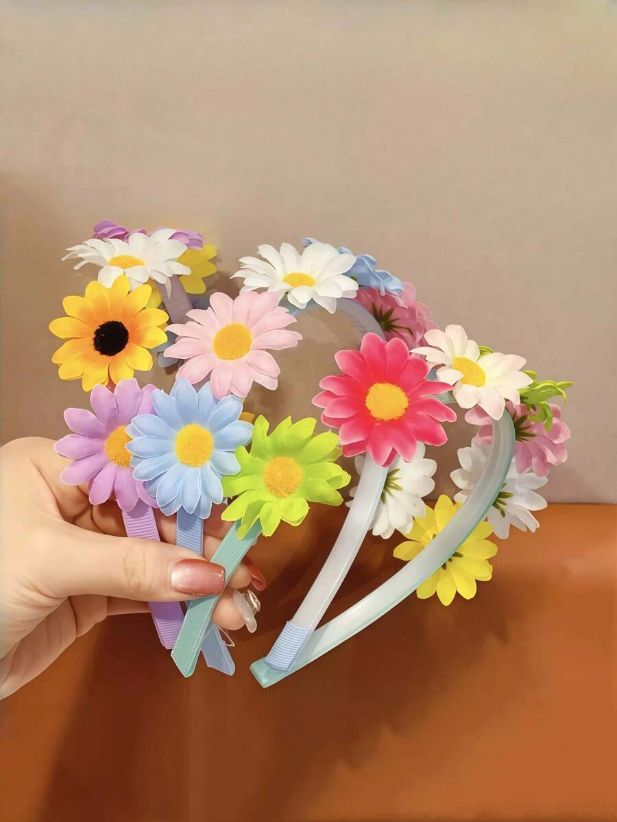 3 piezas Diadema floral para niñas, estilo campestre para vacaciones, adecuada para atuendos