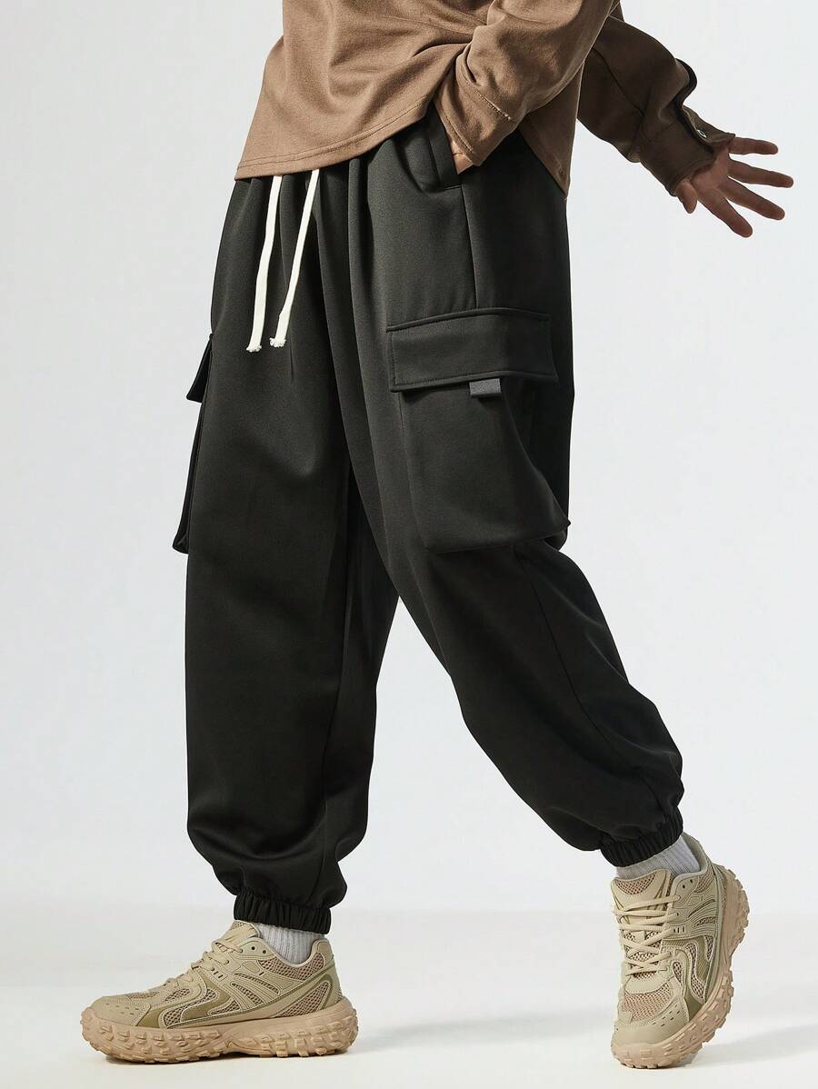 Pantalones cargo informales de talla grande, pantalones largos con cordón en el tobillo y múltiples bolsillos, aptos para todas las estaciones