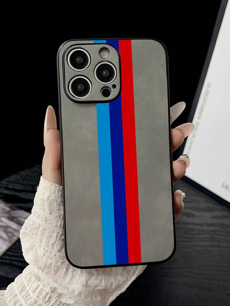 1 pieza Funda de teléfono de piel de oveja a rayas compatible con iPhone 16 Pro Max, diseño minimalista compatible con iPhone 14, compatible con iPhone 13, 12, 11, 15 Plus, 16, 11 Pro, acabado mate, adecuado para /Galaxy/Redmi/OPPO/Vivo/Infinix