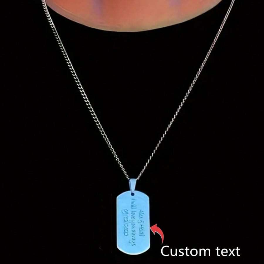 Collar de placa de identificación de acero inoxidable personalizado para hombres - Joyería personalizada con grabado único, regalo perfecto para el Día de San Valentín y el cumpleaños