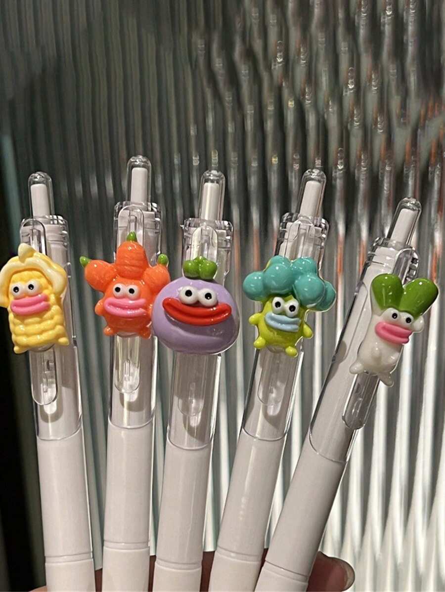 1/5/10pcs Random Vegetable-Shaped Pen, High-Quality Writing Pen With 0.5mm Tip, Black Ballpoint Pen For Students