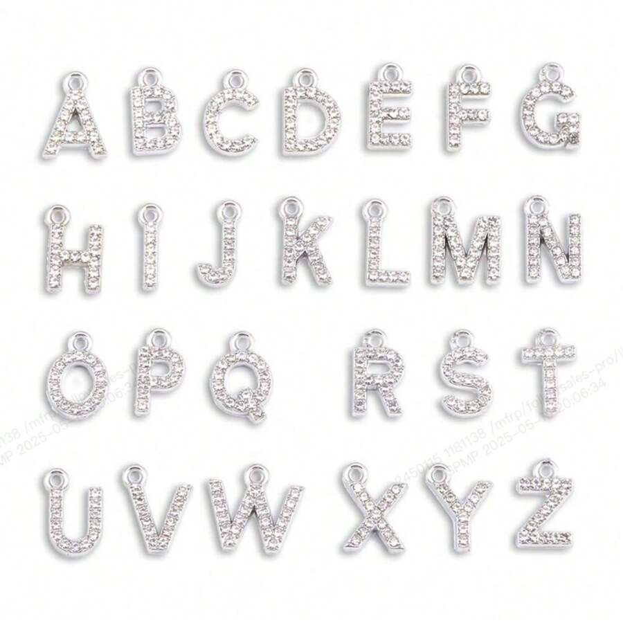 26pcs/Set A-Z Initial Rhinestone Charm Pendant, For Women DIY Earrings, Necklaces, Jewelry Making