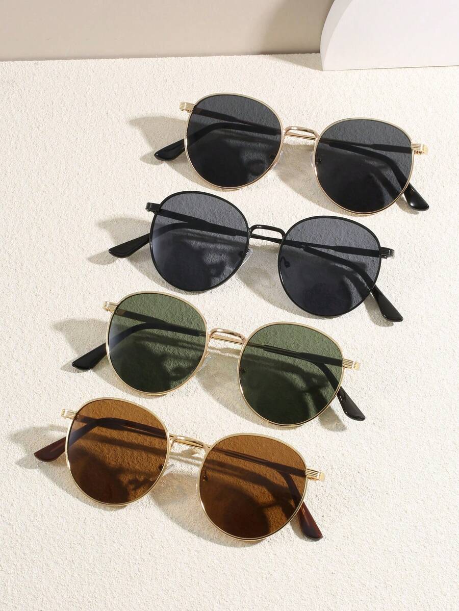 Modische einfarbige Retro-Brille aus Edelstahl mit runder Form, stilvolle Brille für den täglichen Gebrauch, Reisen und Niedlichkeit