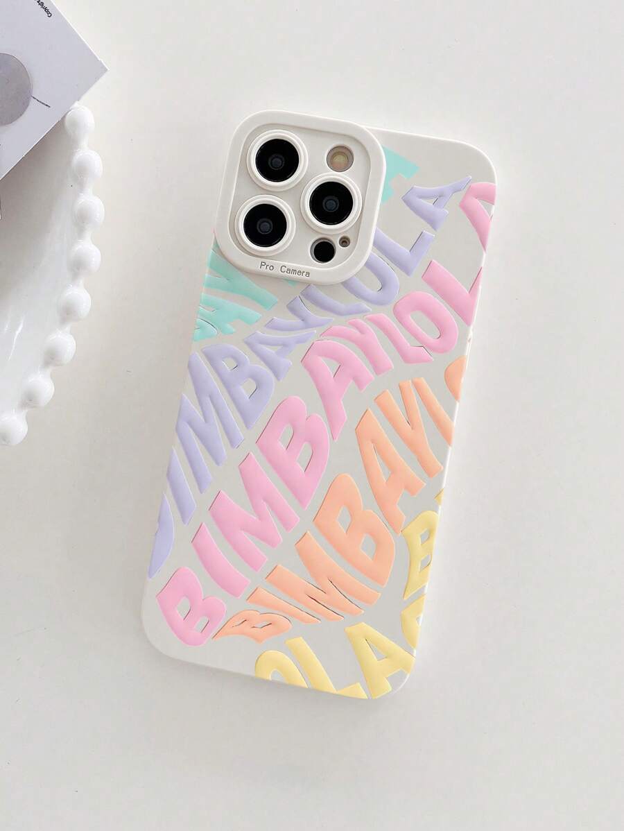 1 pieza Funda de teléfono suave y a prueba de golpes con protección de lente perforada, estilo ciberpunk de ciencia ficción con letras en inglés y estampado 2D multicolor, para iPhone 7/7p/X/Xs/Xr/Xmax/11/11pro/11promax/12/12pro/12promax/13/13pro/13promax/14/14pro/14plus/14promax/15/15pro/15plus/15promax/16/16e/16pro/16promax/16plus, color beige